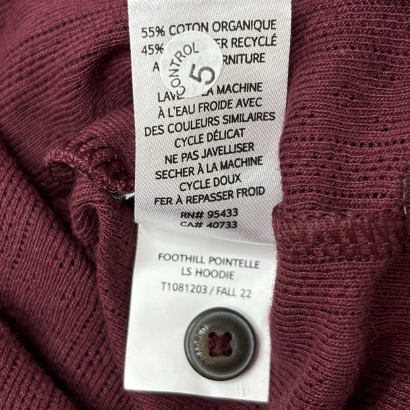 Toad & Co Hoodie Foothill Pointelle Large Maroon Top Organic Pullover Gorpcore - Picture 10 of 12